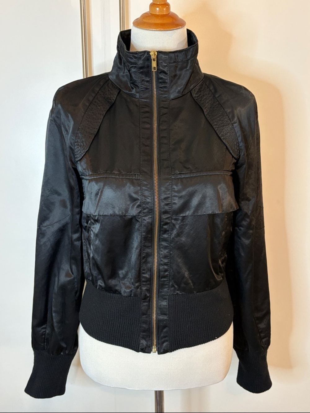 French Connection Black Satin-Style Bomber Jacket | 4